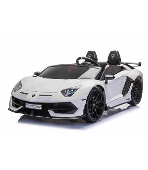 VENTA COCHE LAMBORGHINI AVENTADOR 12V, 2 PLAZAS, 2 MOTORES, BLANCO, RC PARENTAL - BNLAMOWHITE2PL